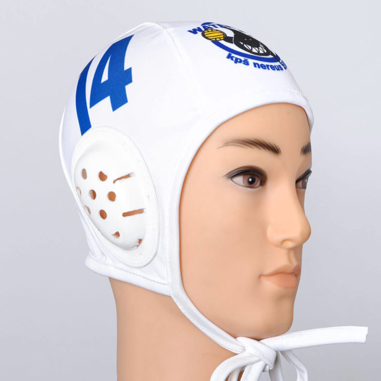 White custom water polo cap.