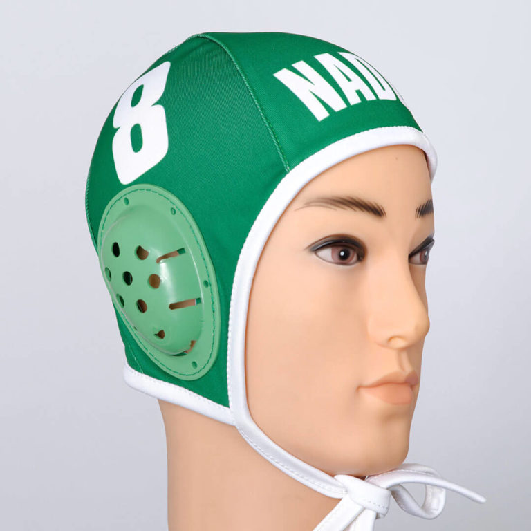 Green custom water polo cap.